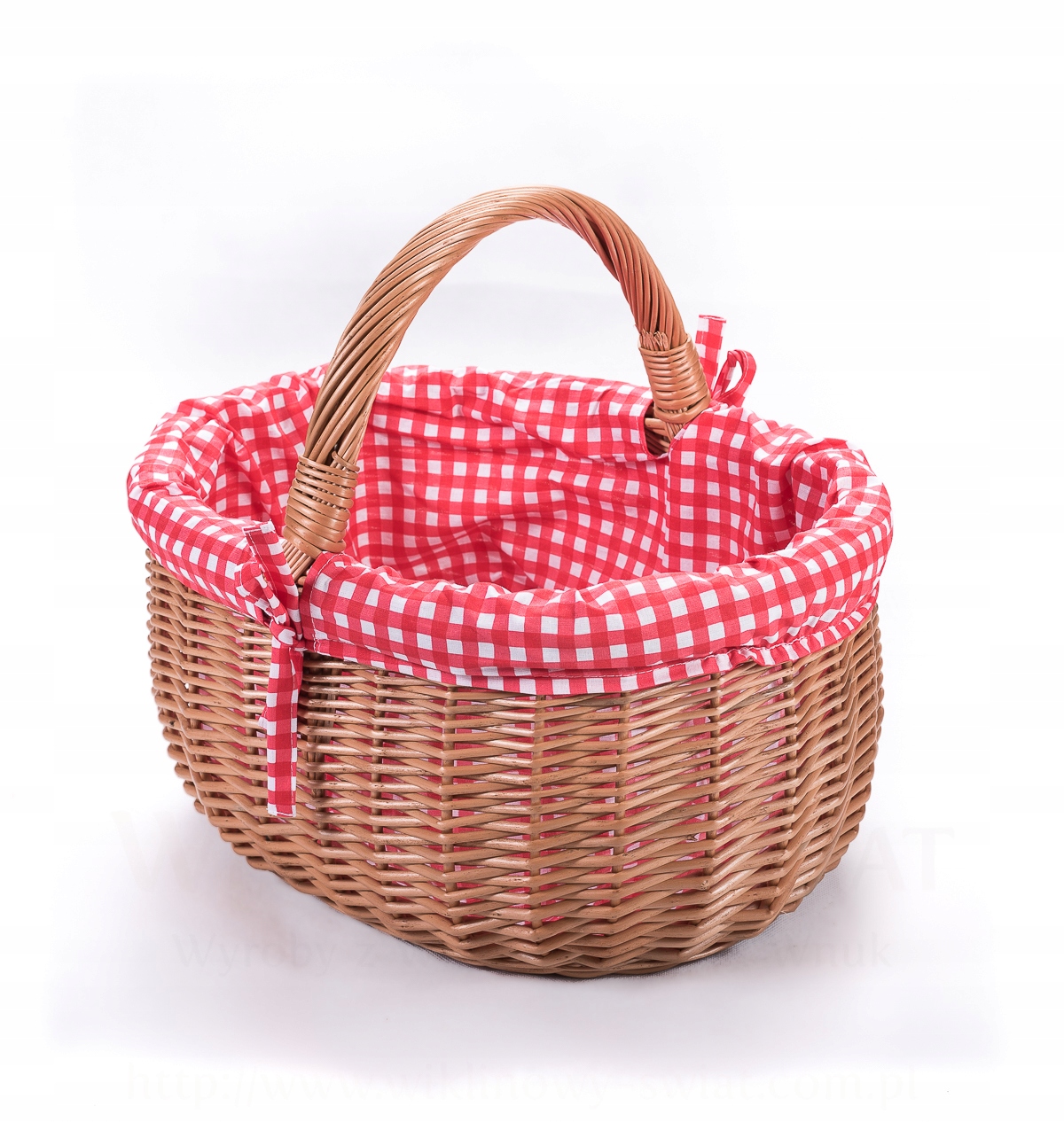 Wiklinowy koszyk zakupowy z obszyciem materiałowym Marka Wiklinowy Świat