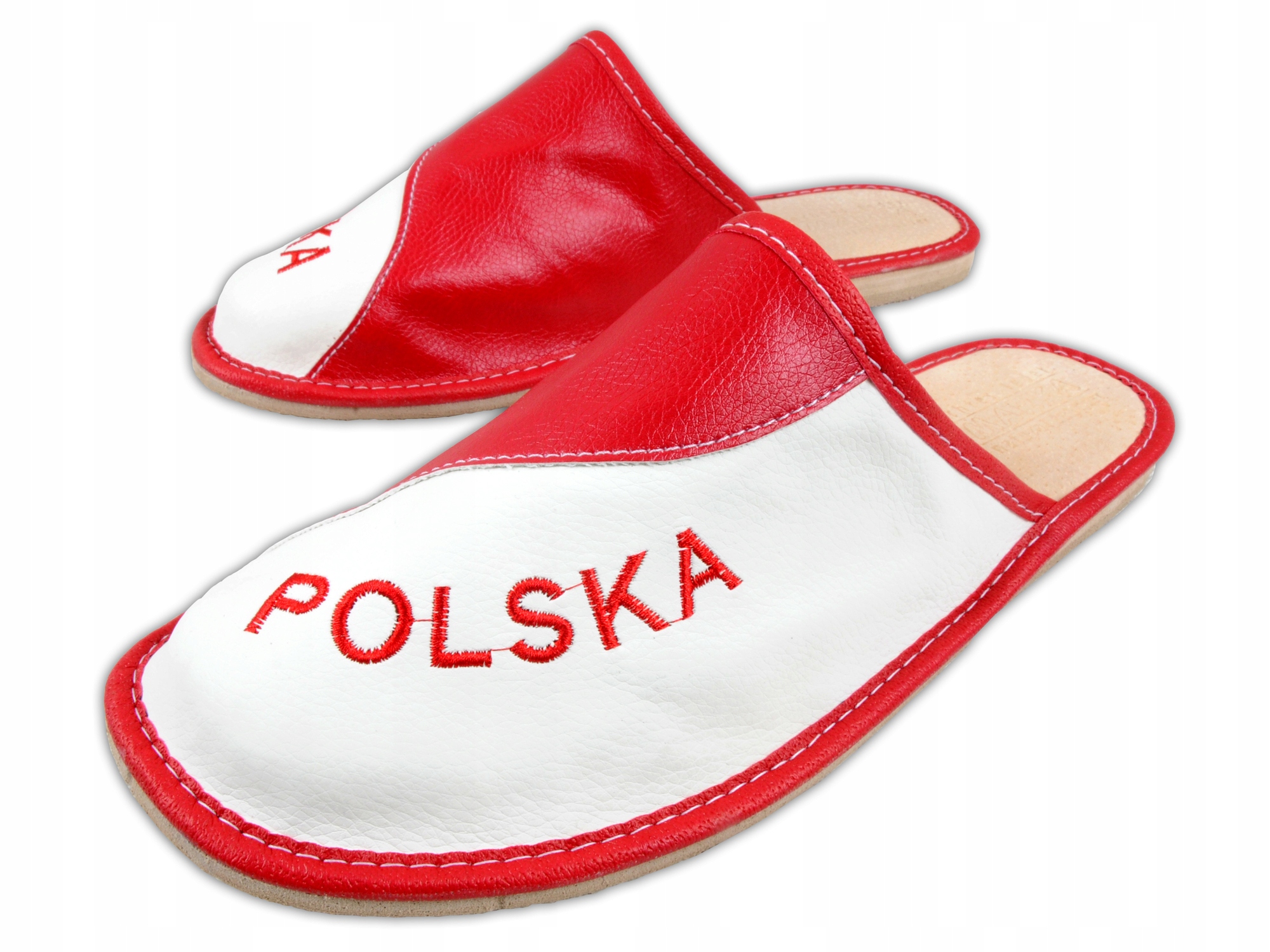 

Skórzane Pantofle Kibica - Flaga Polska - nr 50