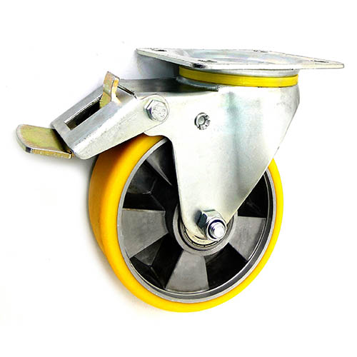 Kolečko fi.160 mm alu-polyuretan, otočné s brzdou Polské