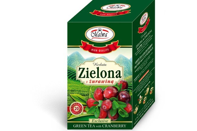 MALWA TEA ZELENÝ ČAJ S BRUSNICAMI 20TB OBÁLKY