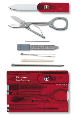 VICTORINOX SCYZORYK SWISSCARD RUBY 0.7100.T , 10 funkcji CeDe Liczba dodatkowych narzędzi 10