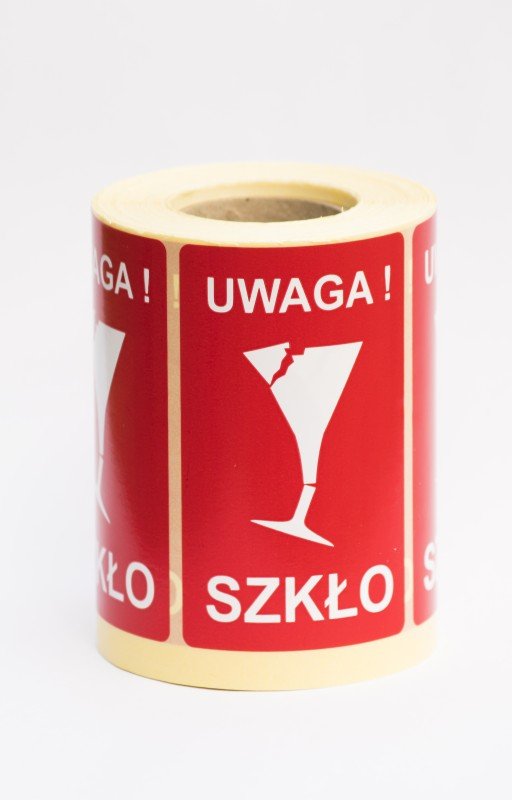 

Etykiety Naklejki Uwaga Szkło 500 szt.