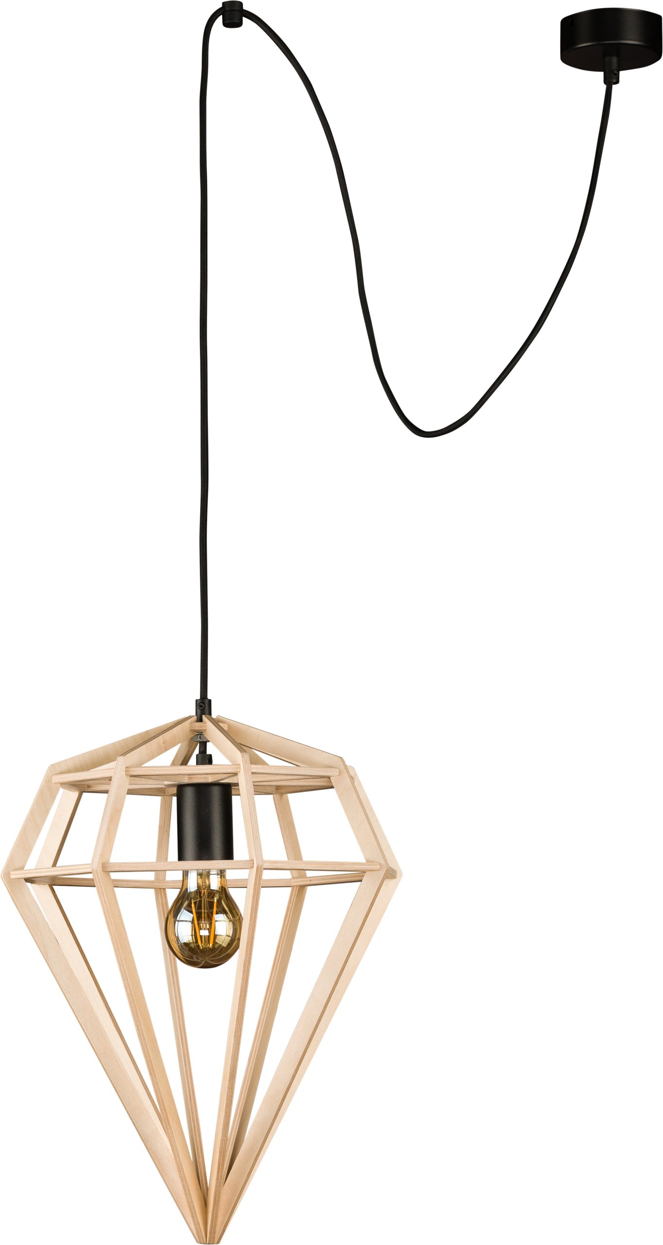 Luster Stropná Závesná Lampa Wood Diamond Drevené Lustre Lampy