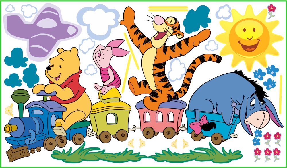 Naklejki na ścianę Kubuś Puchatek POCIĄG 120x80 Płeć Chłopcy Dziewczynki