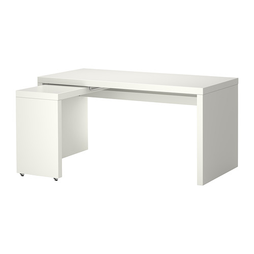IKEA písací Stôl a zásuvky MALM, biela