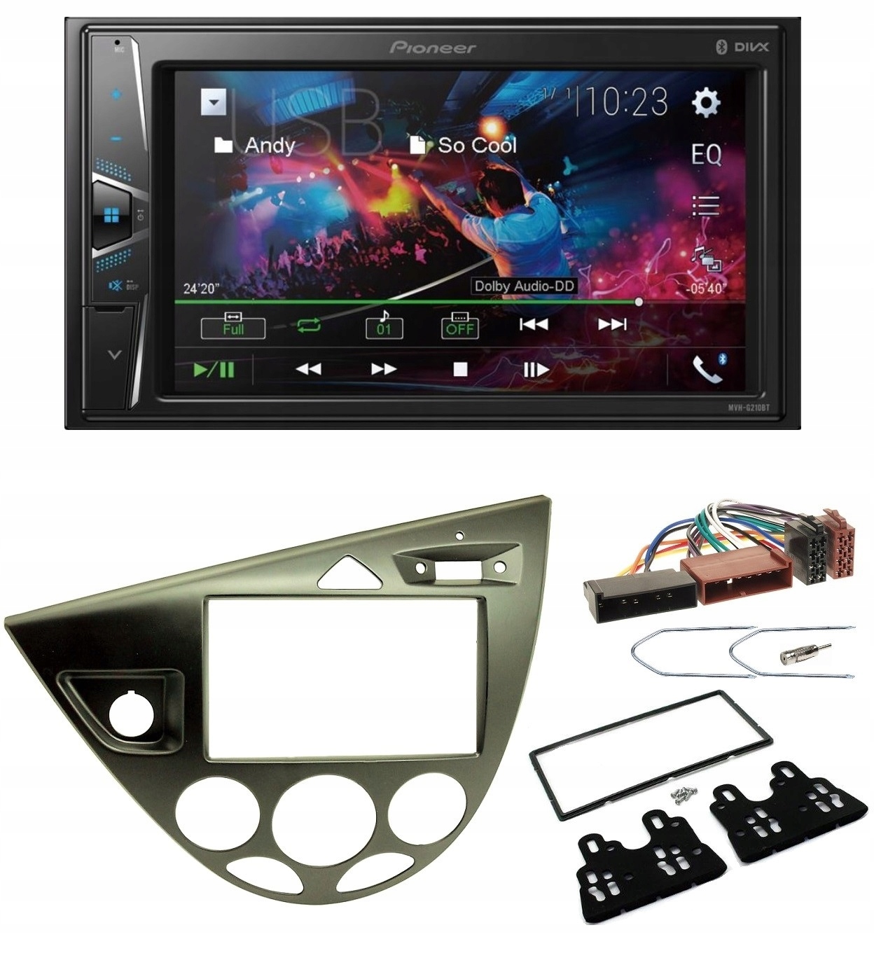 Pioneer MVH-G210BT Bluetooth autorádio Usb MP3 Ford Focus rámček