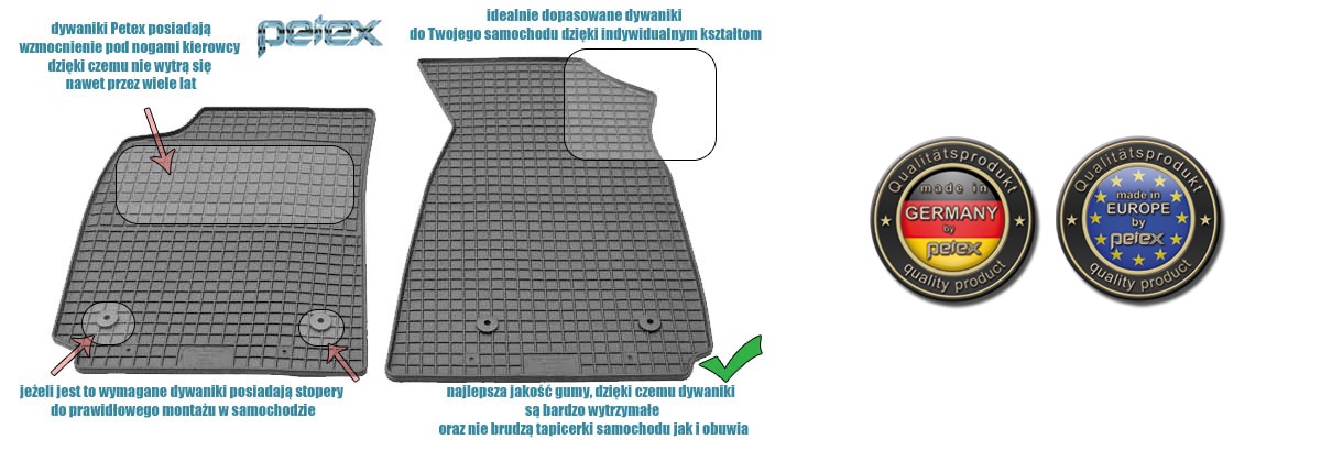 DYWANIKI GUMOWE PETEX CITROEN C1 II 2014- Zestaw wieloelementowy tak