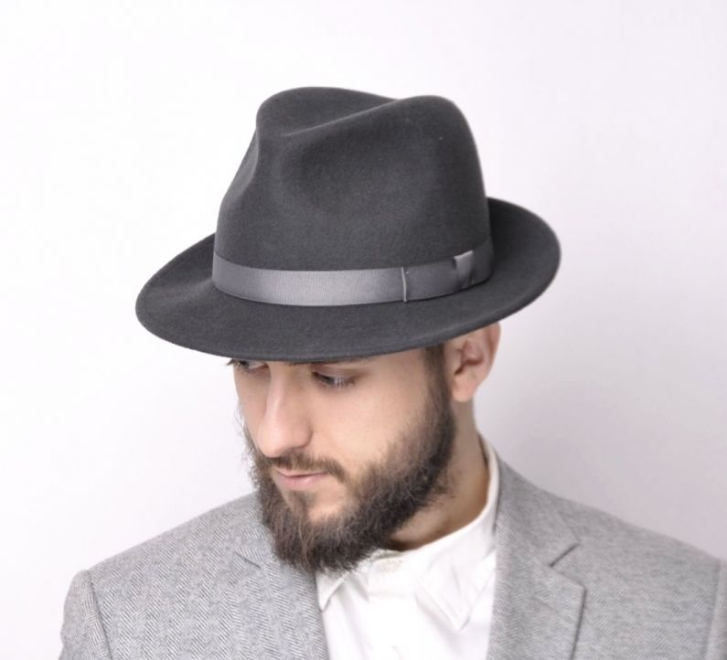 

Kapelusz fedora Frank 100% wełna 56 popiel