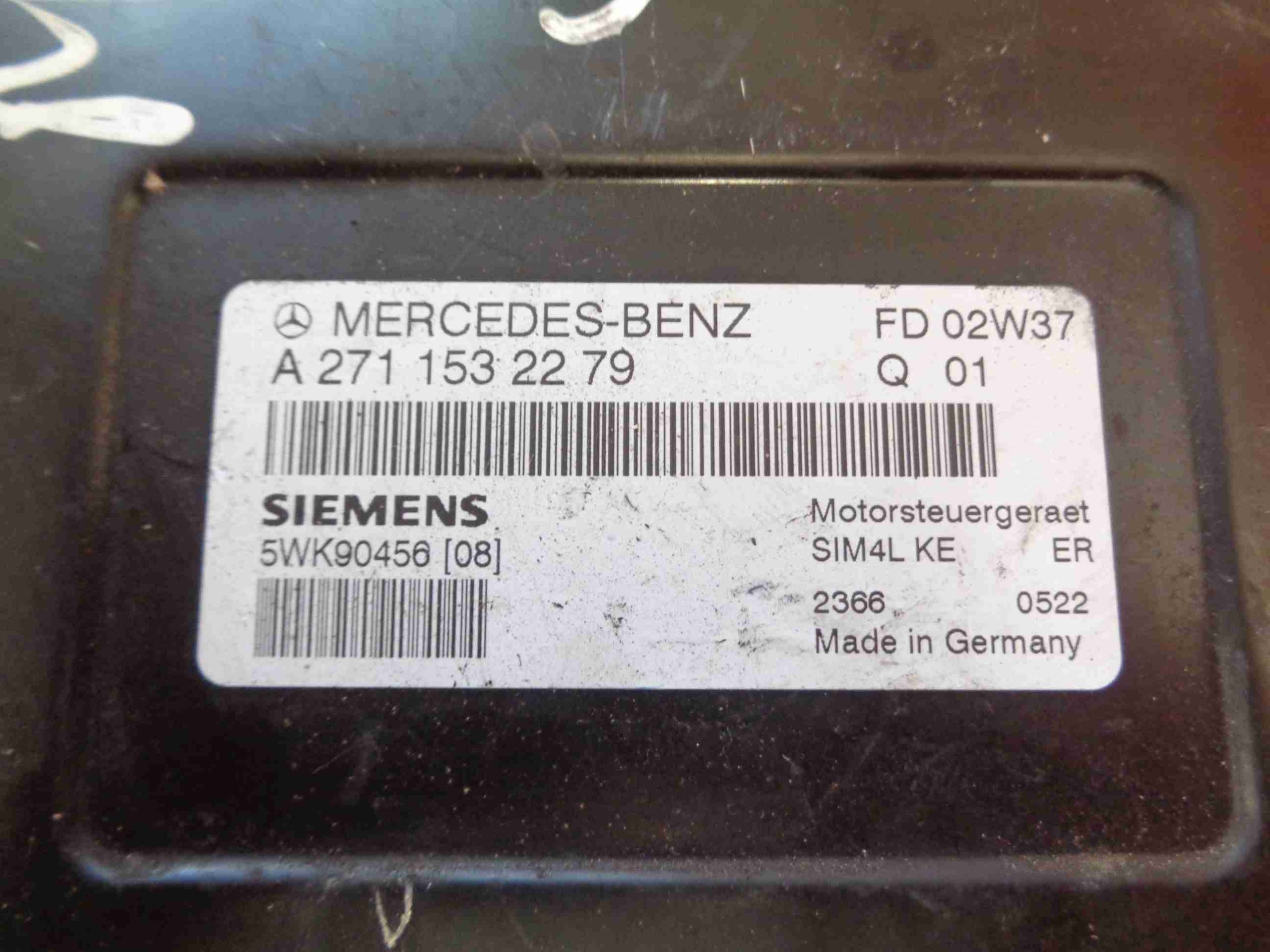 MERCEDES C W203 C180K 1.8 K 02r 143KM 271 sterownik silnika A2711532279 Numer katalogowy części A2711532279 5WK90456 59H