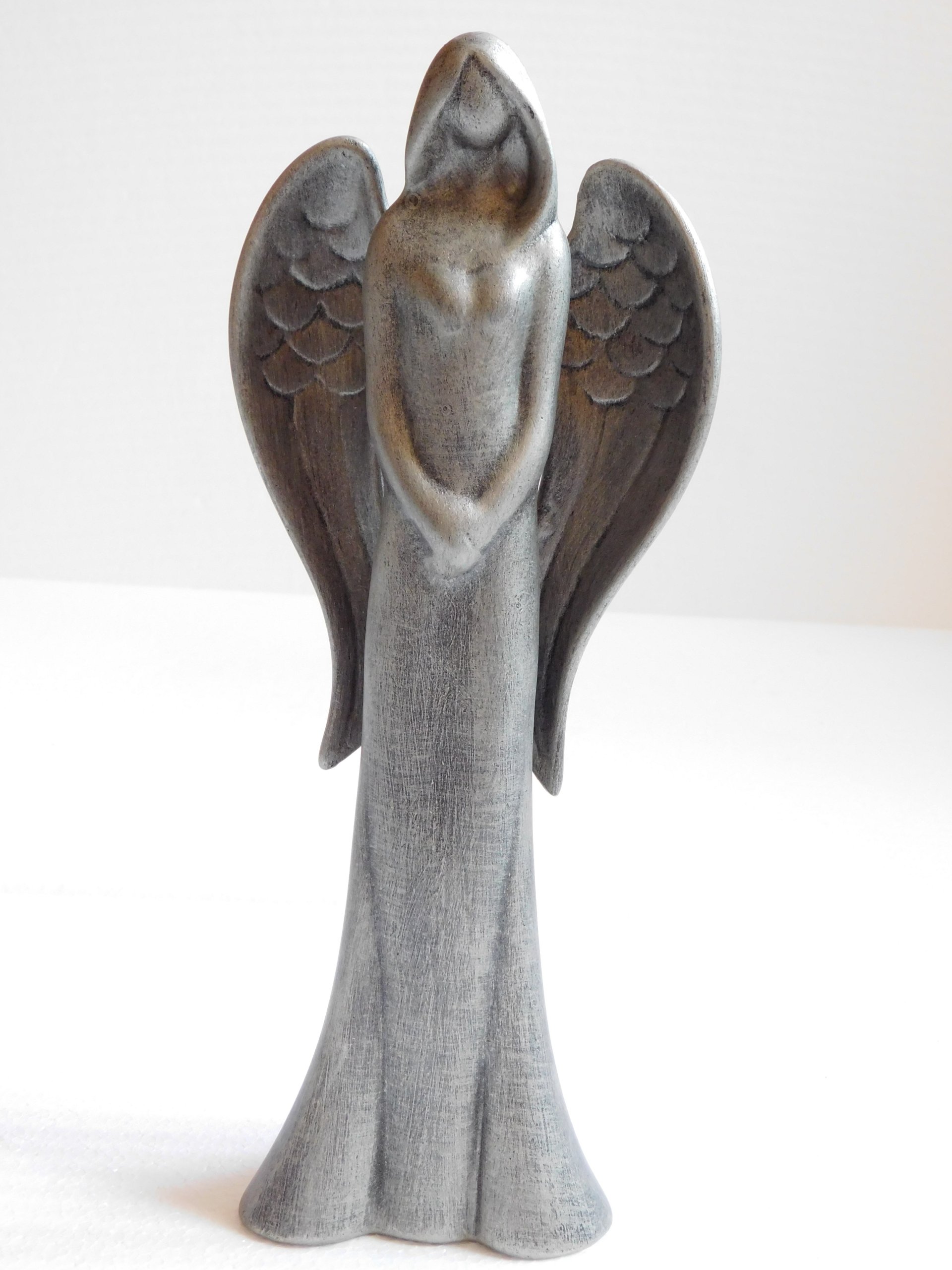 

Figurka Anioł Ceramiczny Srebrny Wystrój Ozdoba