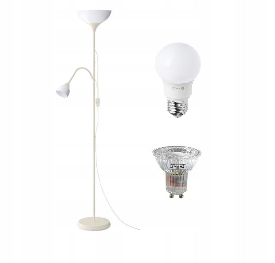 

Ikea Not 2 Lampa podłogowa Biała 174 cm + Żarówki
