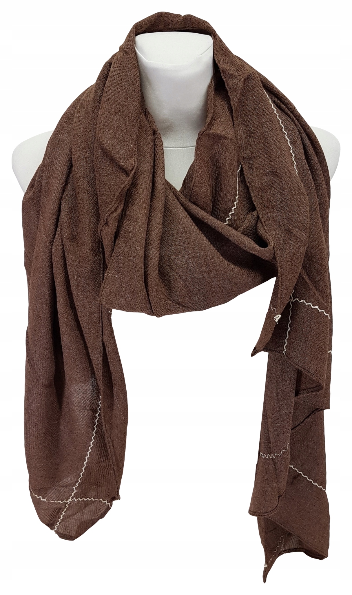 UNIWERSALNY LNIANY SZAL CHUSTA Z DROBNYM HAFTEM