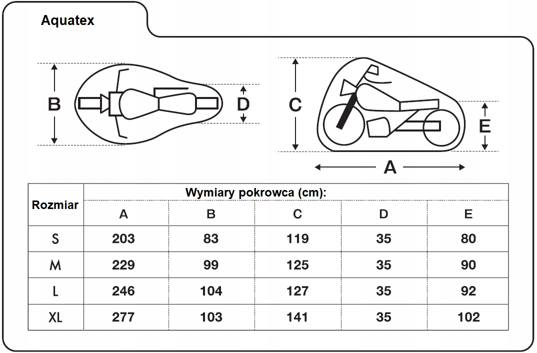 POKROWIEC OXFORD AQUATEX PLANDEKA NA MOTOCYKL L Numer katalogowy producenta CV204