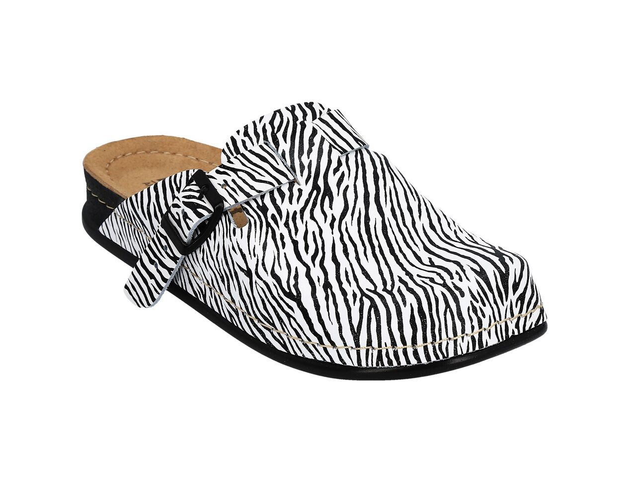 

Anatomiczne Damskie Klapki Zdrowotne Skóra Zebra