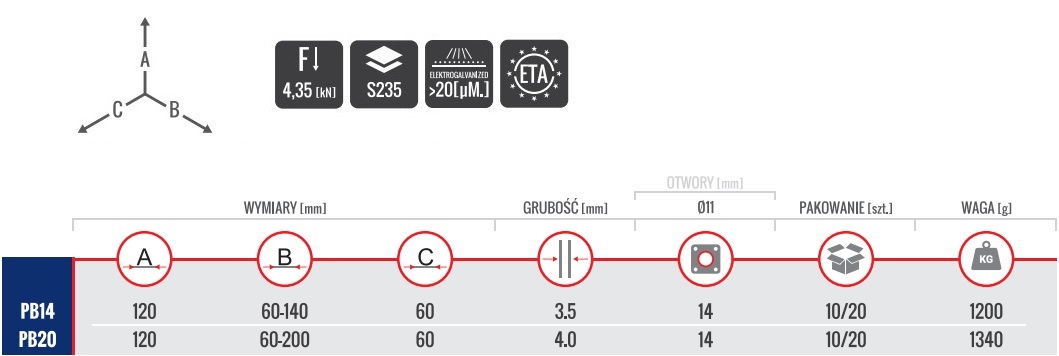PODSTAWA SŁUPA REGULOWANA ZE STOPKĄ 0-200x4,0 PB20 Kod producenta PB20-10