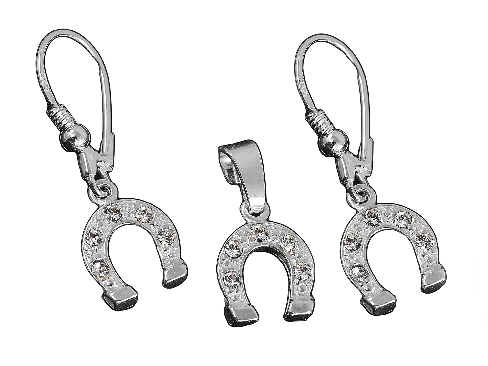 

z elementów Swarovski Podkowa Komplet z Cyrkonią