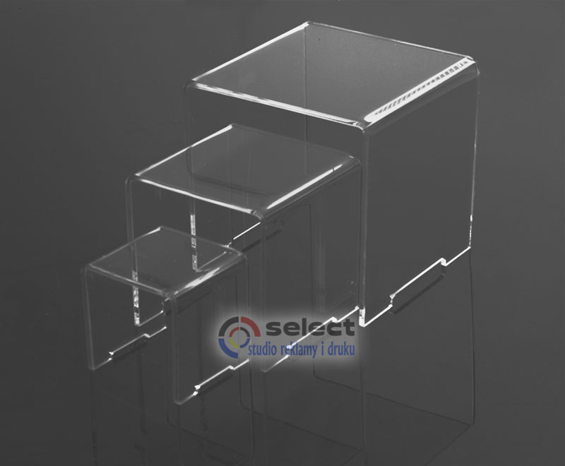 ZESTAW 3 KOSTEK - PODSTAWKA EKSPOZYTOR z PLEXI Marka Select