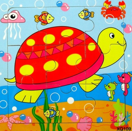 

Edukacyjne Puzzle Drewniane 9el.ŻÓŁWIK