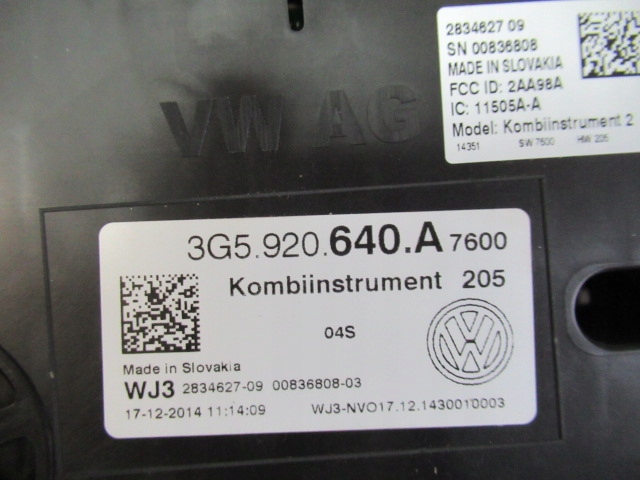 vw PASSAT B8 спидометр часы 3G5920640A