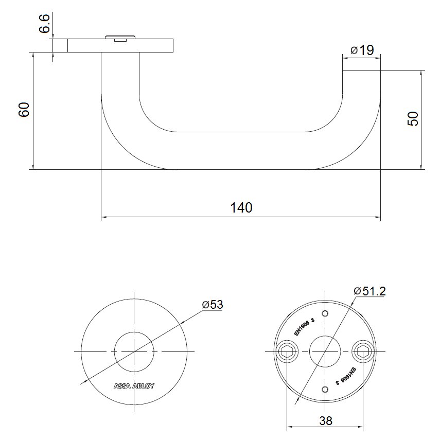 KLAMKI ZE STALI NIERDZEWNEJ AHW500 U-FORM KOMPLET Marka Assa Abloy