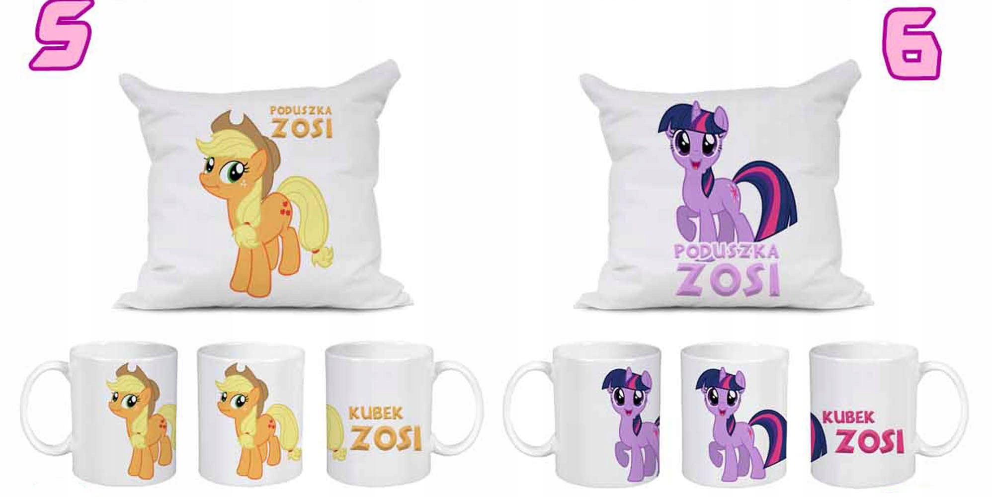 ZESTAW KUBEK + PODUSZKA MY LITTLE PONY IMIĘ GRATIS Płeć chłopcy dziewczynki