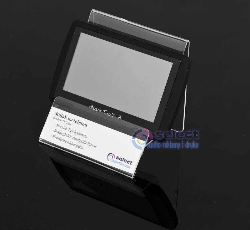 PODSTAWKA POD TELEFON STOJAK Z OPISEM PLEXI 10 cm Kolor bezbarwny
