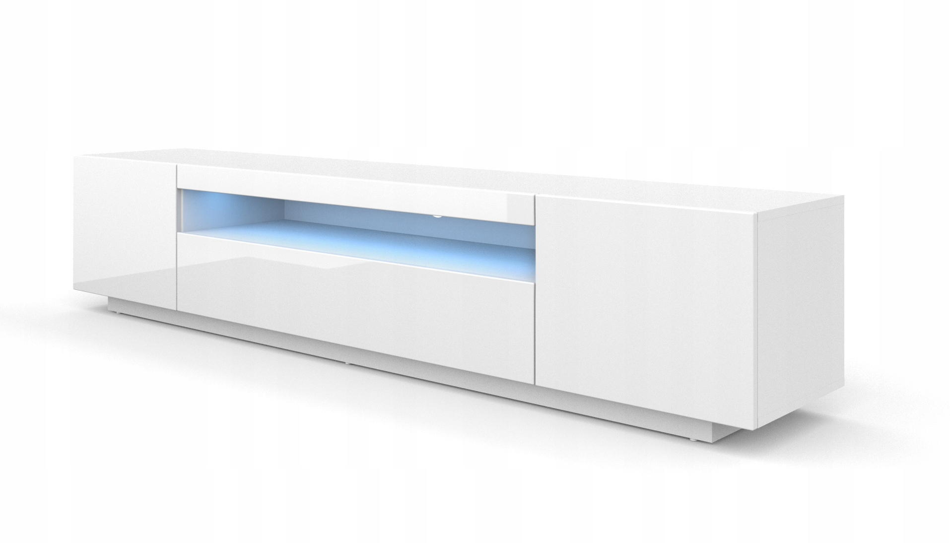Szafka RTV 200 cm biała + oświetlenie LED