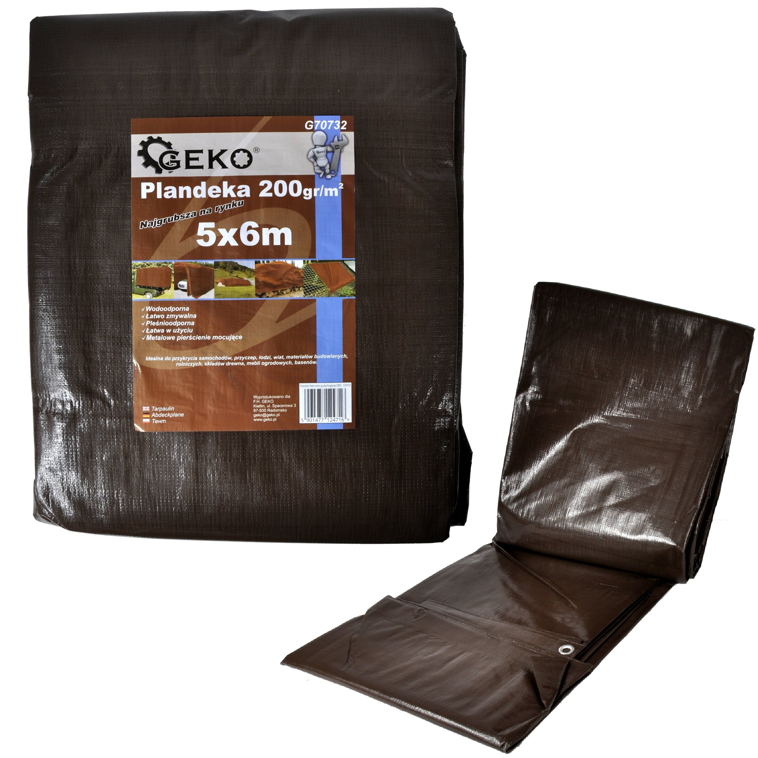 

Plandeka 2x4m Brązowa Gruba Jakość 200g