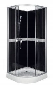 Kabina Classic Black 80x80 czarna z brodzikiem Kerra zabudowana z 4 stron