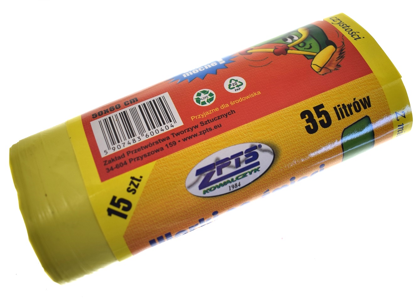 

Żółte Worki 35L Do Kosza Na Śmieci Plastik 15sztuk
