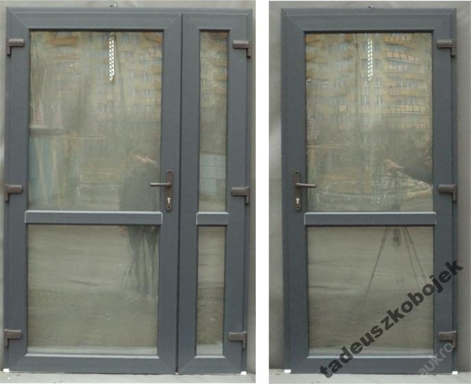 DRZWI SKLEPOWE PCV. 100,110, 140x210 ANTRACYT