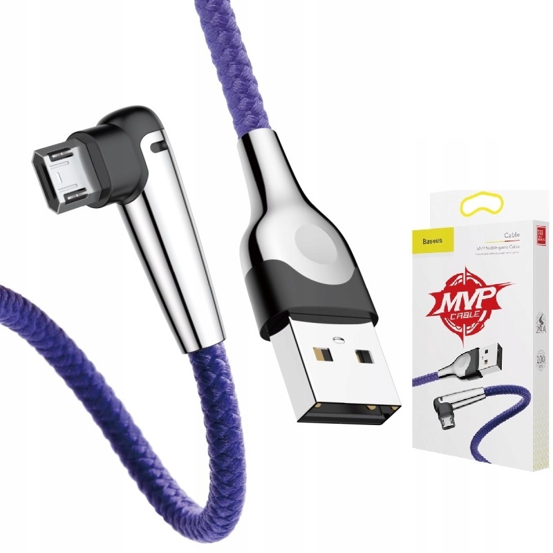 

Kabel Baseus Kątowy Dwustronny microUSB 1M 2.4A