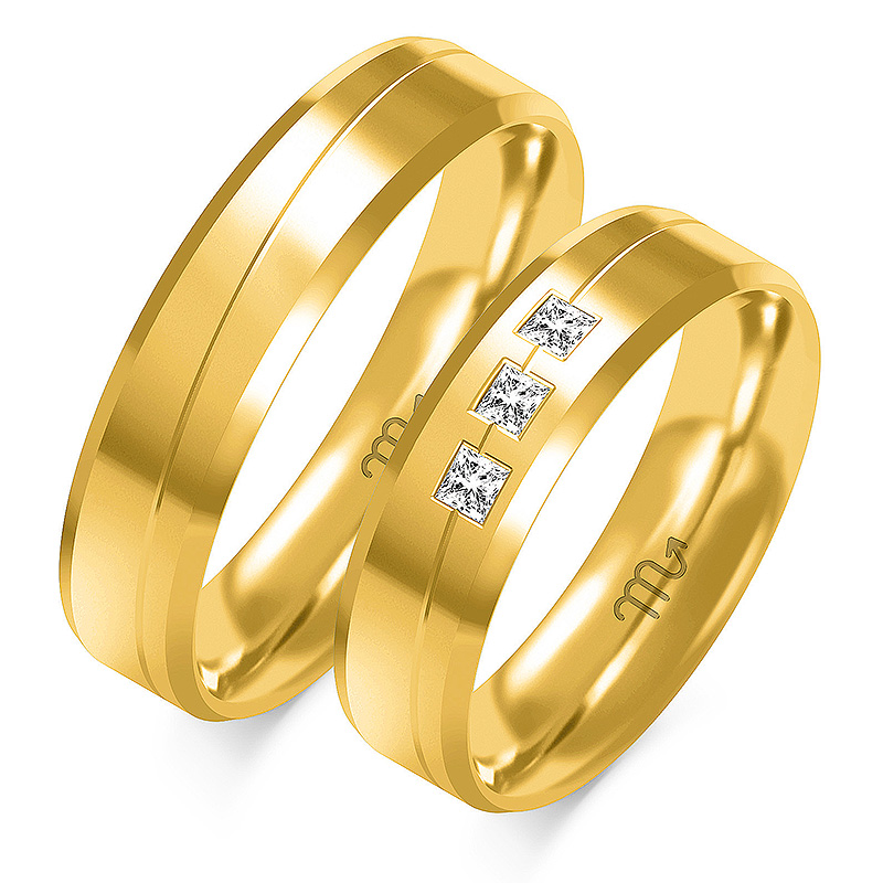 Złote Obrączki Diamenty Model OE-347 Solidne Modne