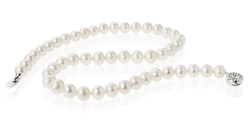 Klasický Stříbrný Náhrdelník Z Velkých Bílých Perel