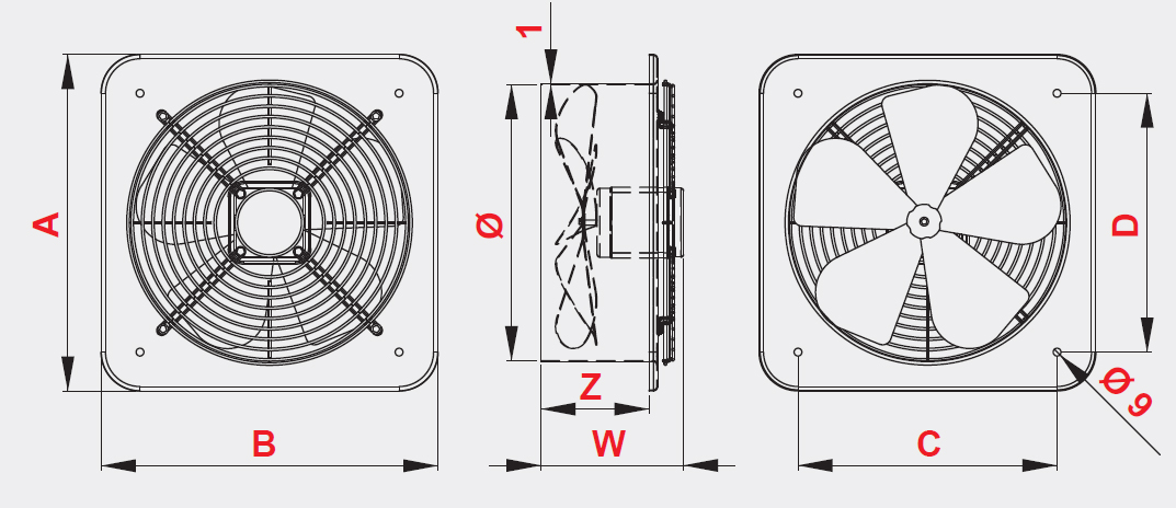 WENTYLATOR OSIOWY - PRZEMYSŁOWY - WOC210 - 470m3/h Marka Awenta