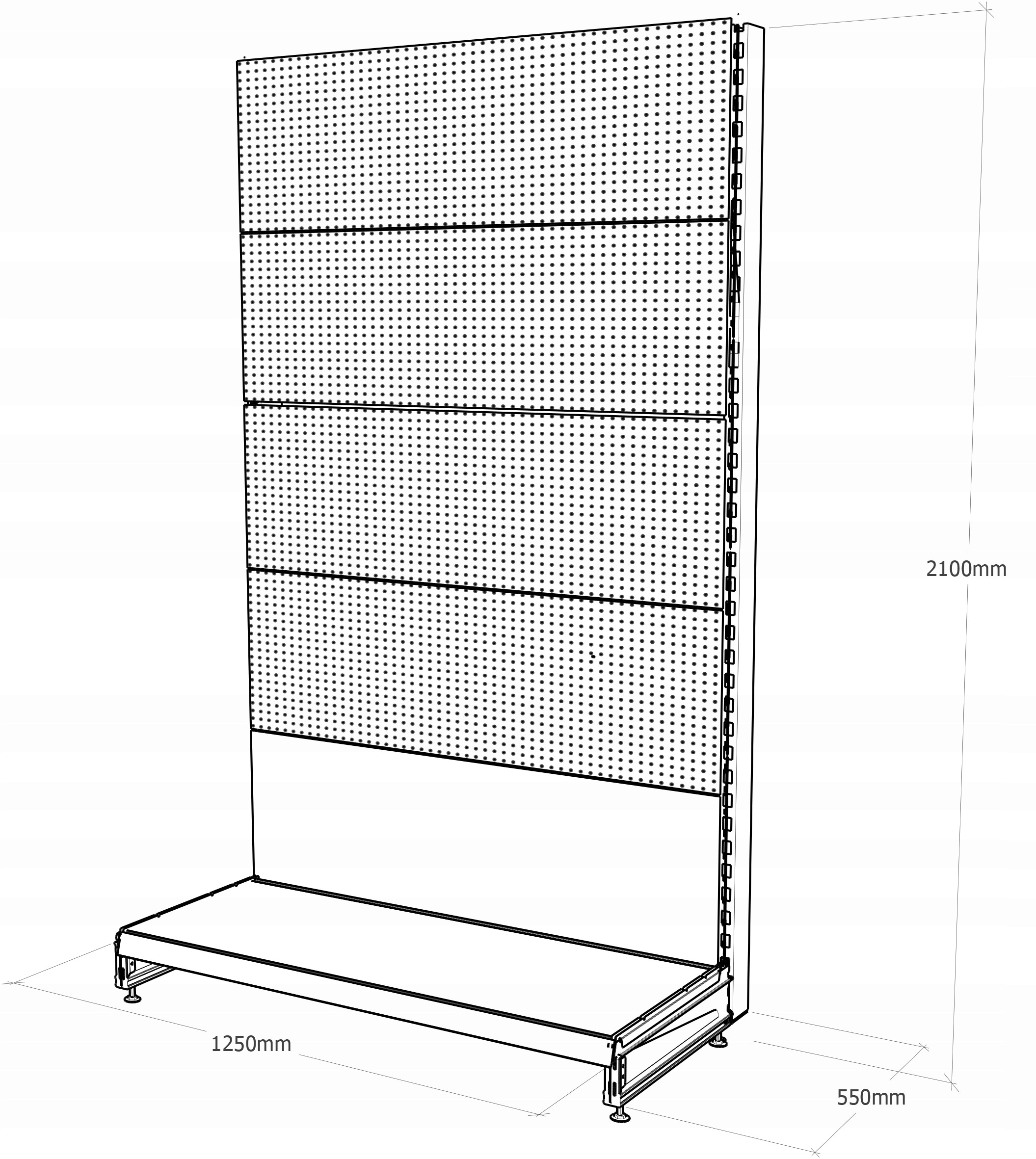 REGAŁ SKLEPOWY MAGO perforowany metal 210/125/55cm Marka Mago