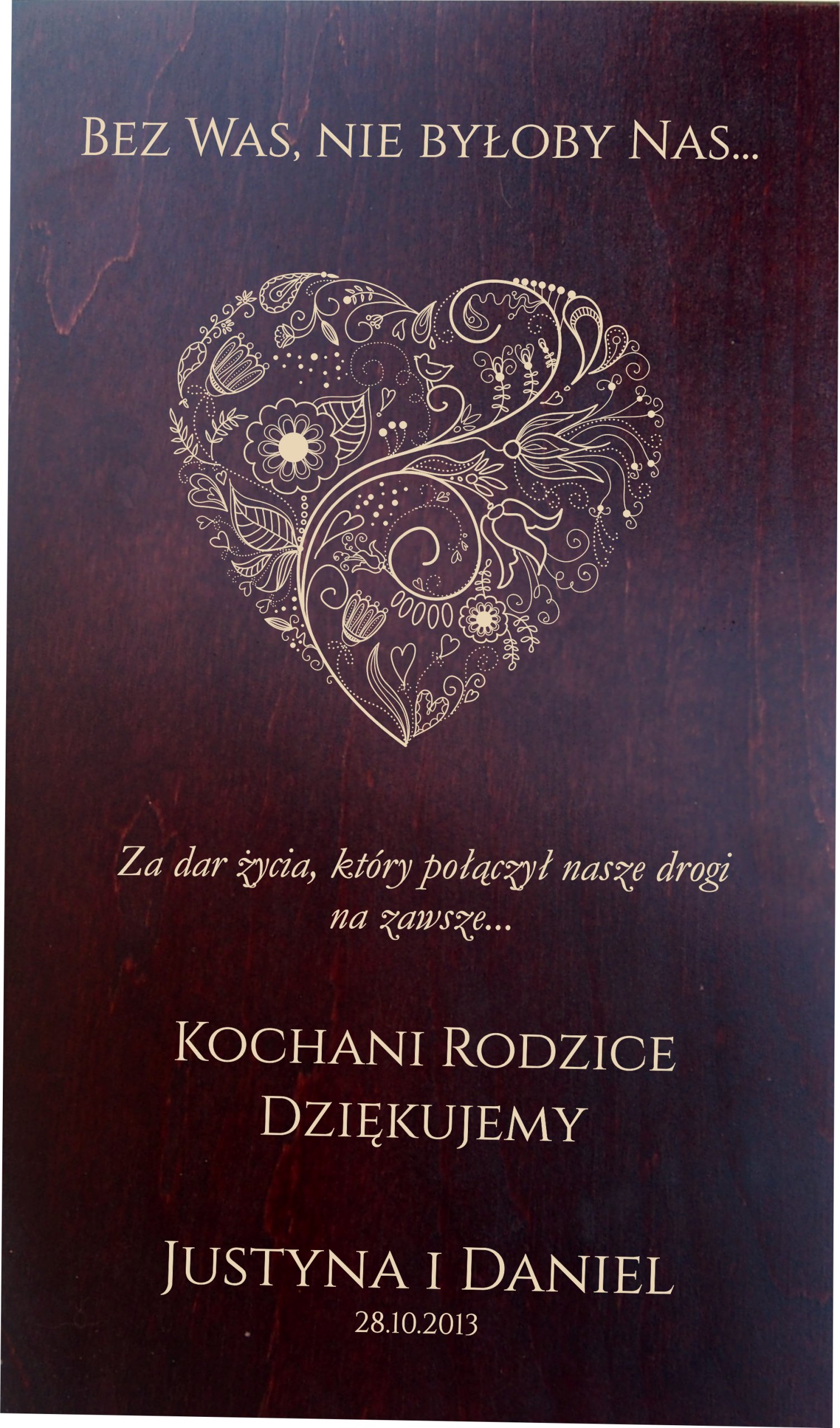 

Skrzynka Drewniana podziękowania dla rodziców win