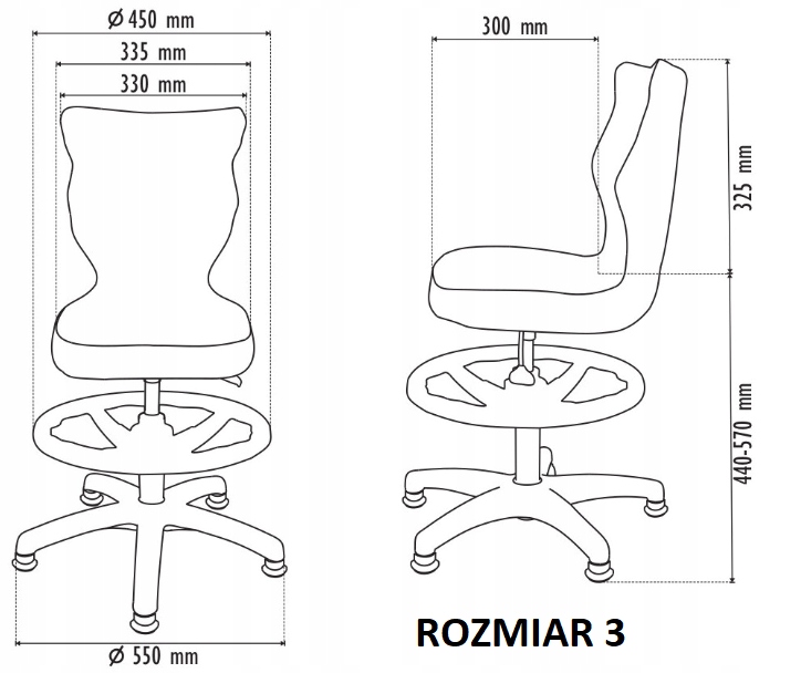 Krzesło obrotowe Entelo Petit Visto Podnóżek r.3 Kod producenta AB-A-3-B-A-VS05-B