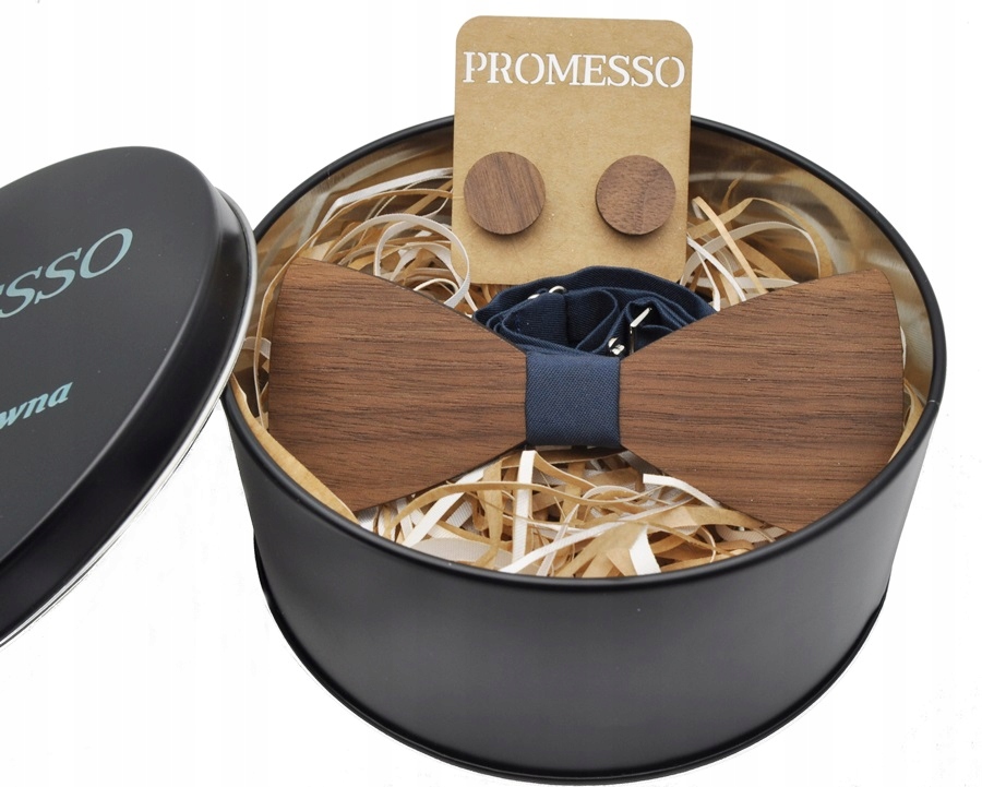 

Zestaw Drewniana Mucha Spinki Poszetka Na Prezent