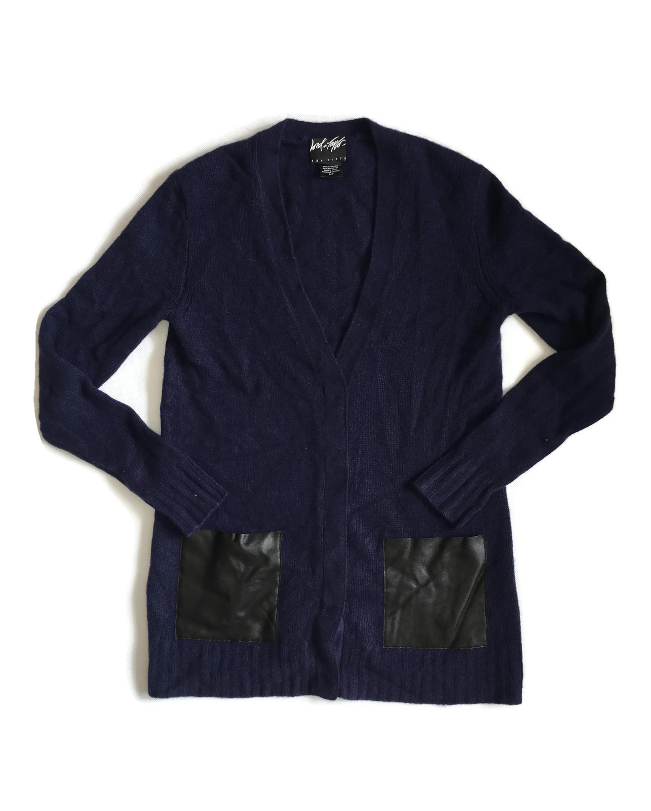 Dlouhý tmavě modrý kašmírový svetr Lord & Taylor S