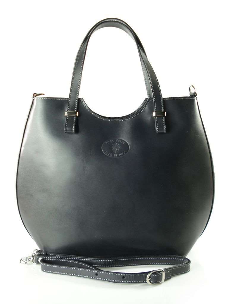 

Duża Włoska Torba Shopper Bag Zarka Srebro Grafit