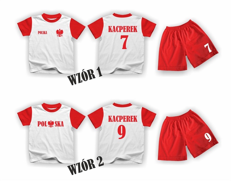 KOMPLET PIŁKARSKI KIBICA Z WŁASNYM IMIENIEM R-110 Rozmiar 110