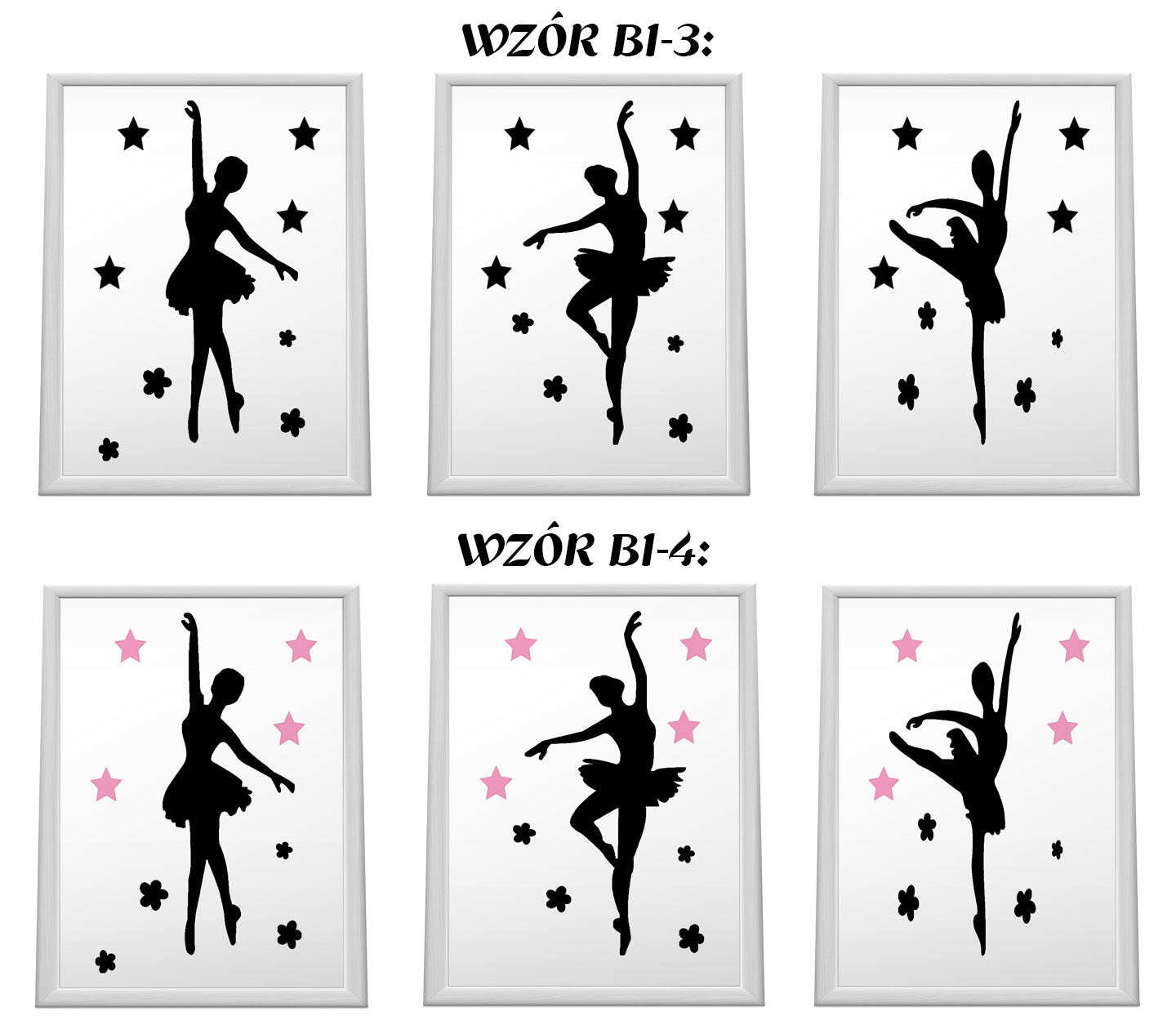 Zestaw 3 Obrazków BALET A4 + RAMKI Plakaty Prezent Płeć Chłopcy Dziewczynki