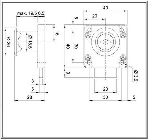 .:ZAMEK KWADRATOWY, MEBLOWY-2 KLUCZE, CHROM:. Marka inna