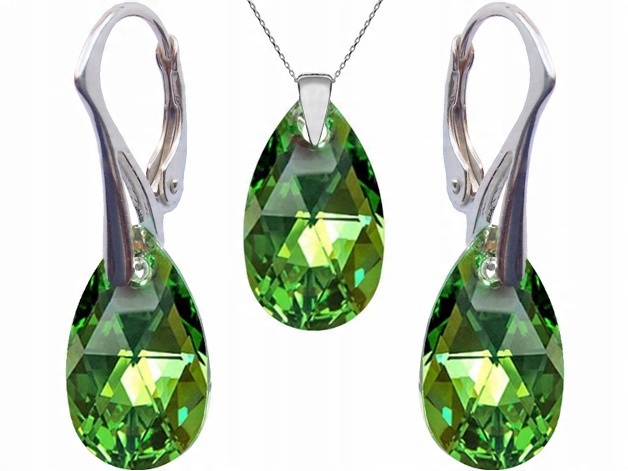 

Komplet Swarovski Migdał 16mm Peridot Ab