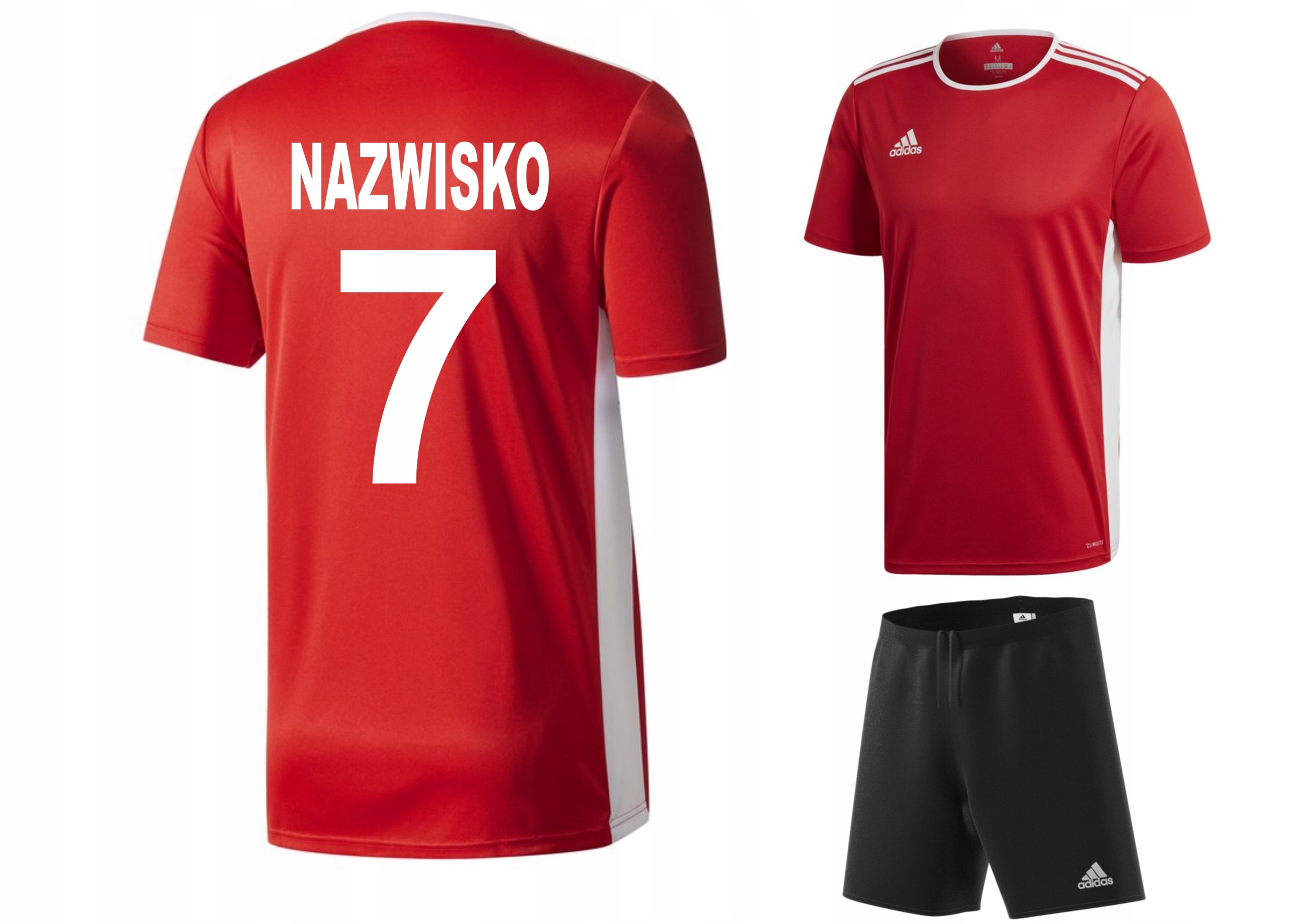 Adidas komplet strój piłkarski z NADRUKIEM 128cm