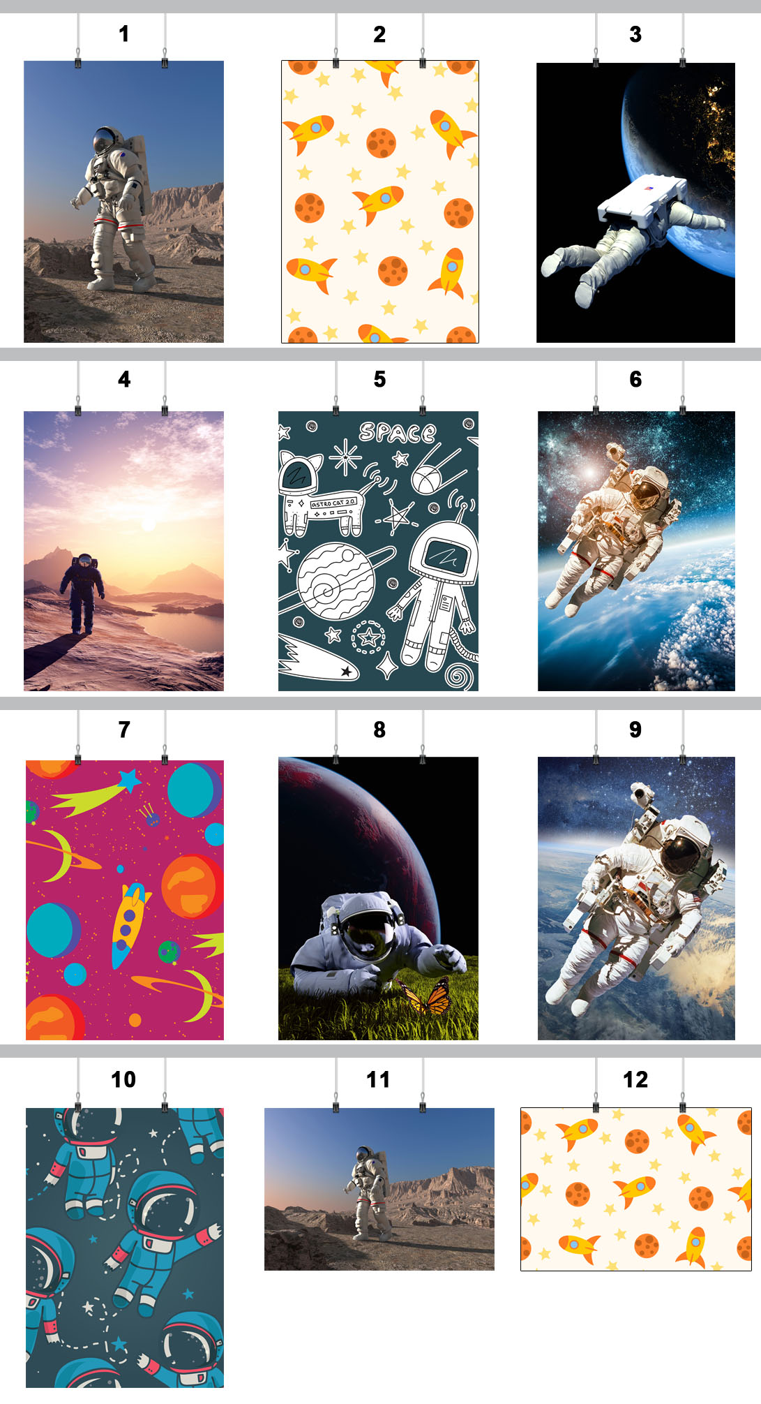 PLAKAT KOSMONAUTA KOSMOS 100x130CM 20 WZORÓW MAT Marka inna