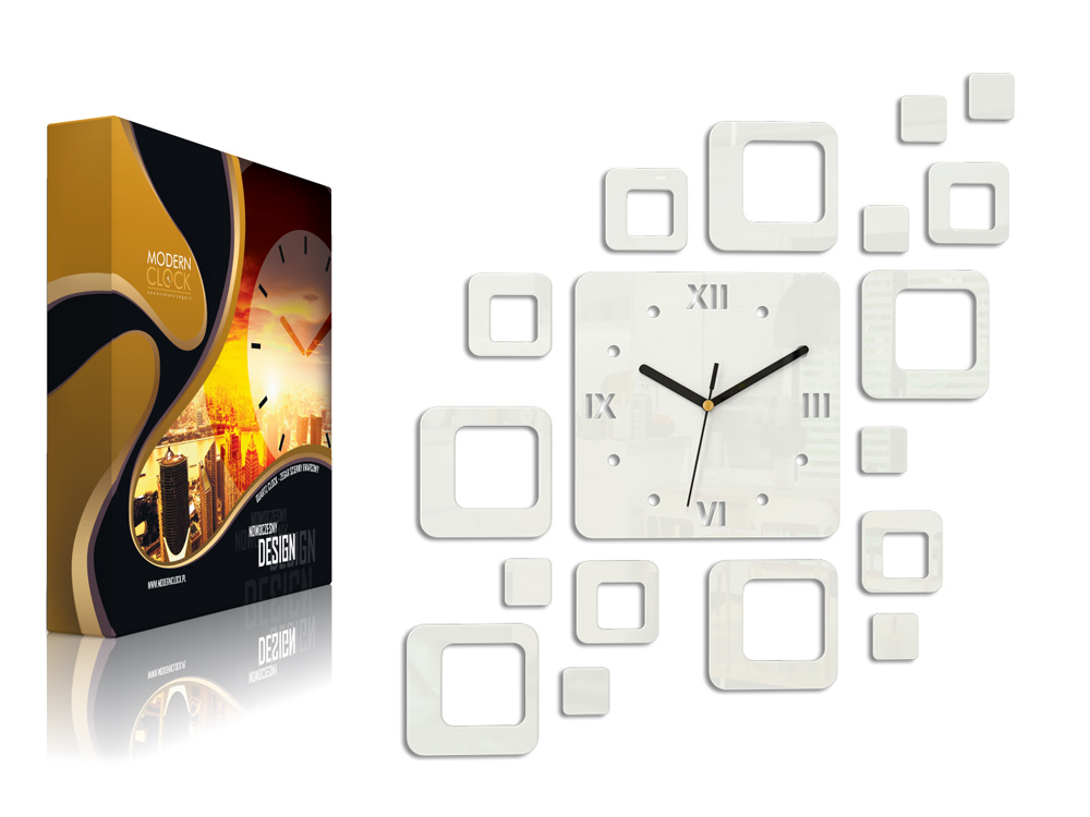 DUŻY ZEGAR ŚCIENNY ROME BIAŁY 3D DIY OBRAZ JAKOŚĆ Marka ModernClock