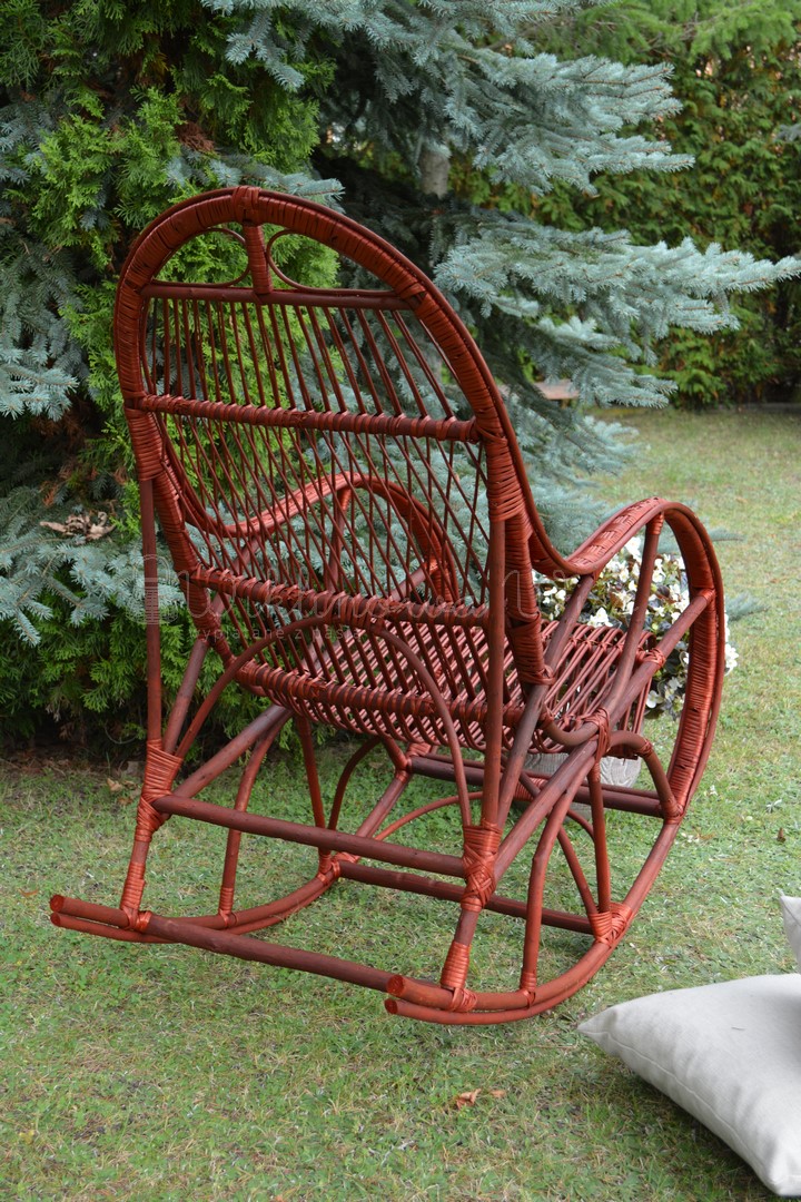 FOTEL BUJANY WIKLINOWY LORD WIŚNIA + PODUSZKA Materiał dominujący wiklina