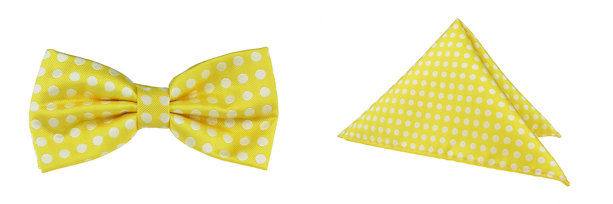 ZESTAW MUCHA i POSZETKA ŻÓŁTY W BIAŁE KROPKI